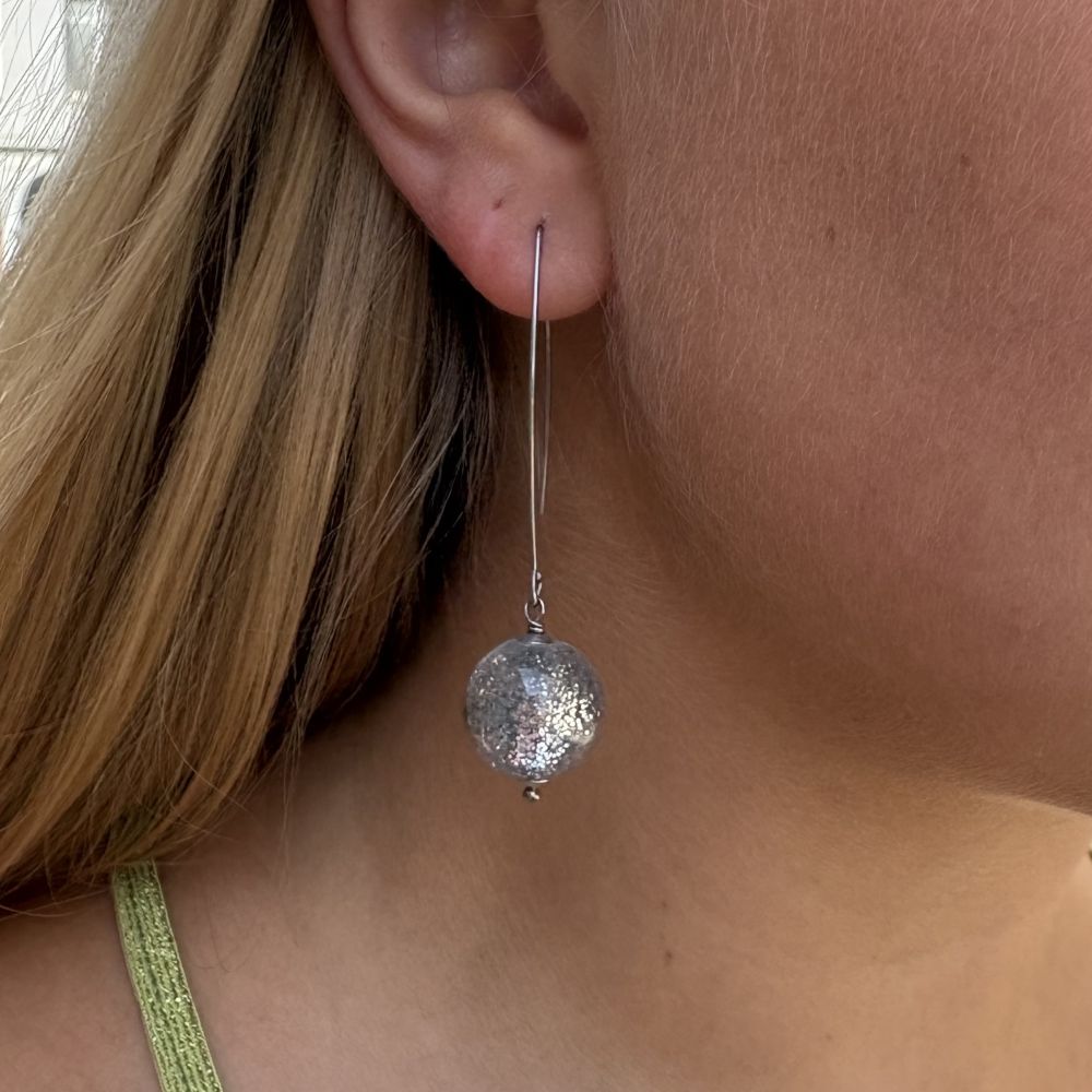 IAMLUND Boll örhänge silver glitter stål - 2