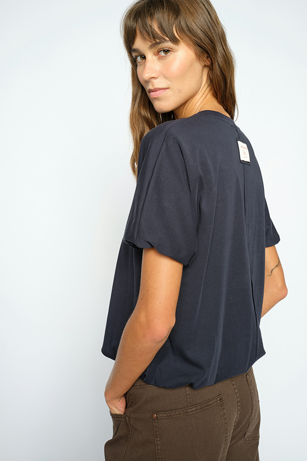 Mos Mosh - MMElli O-SS Balloon Tee Salute Navy - 2