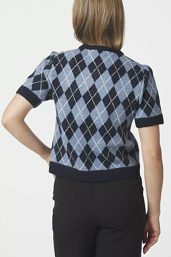 Neo Noir - Allestar Check Knit Cardigan Navy