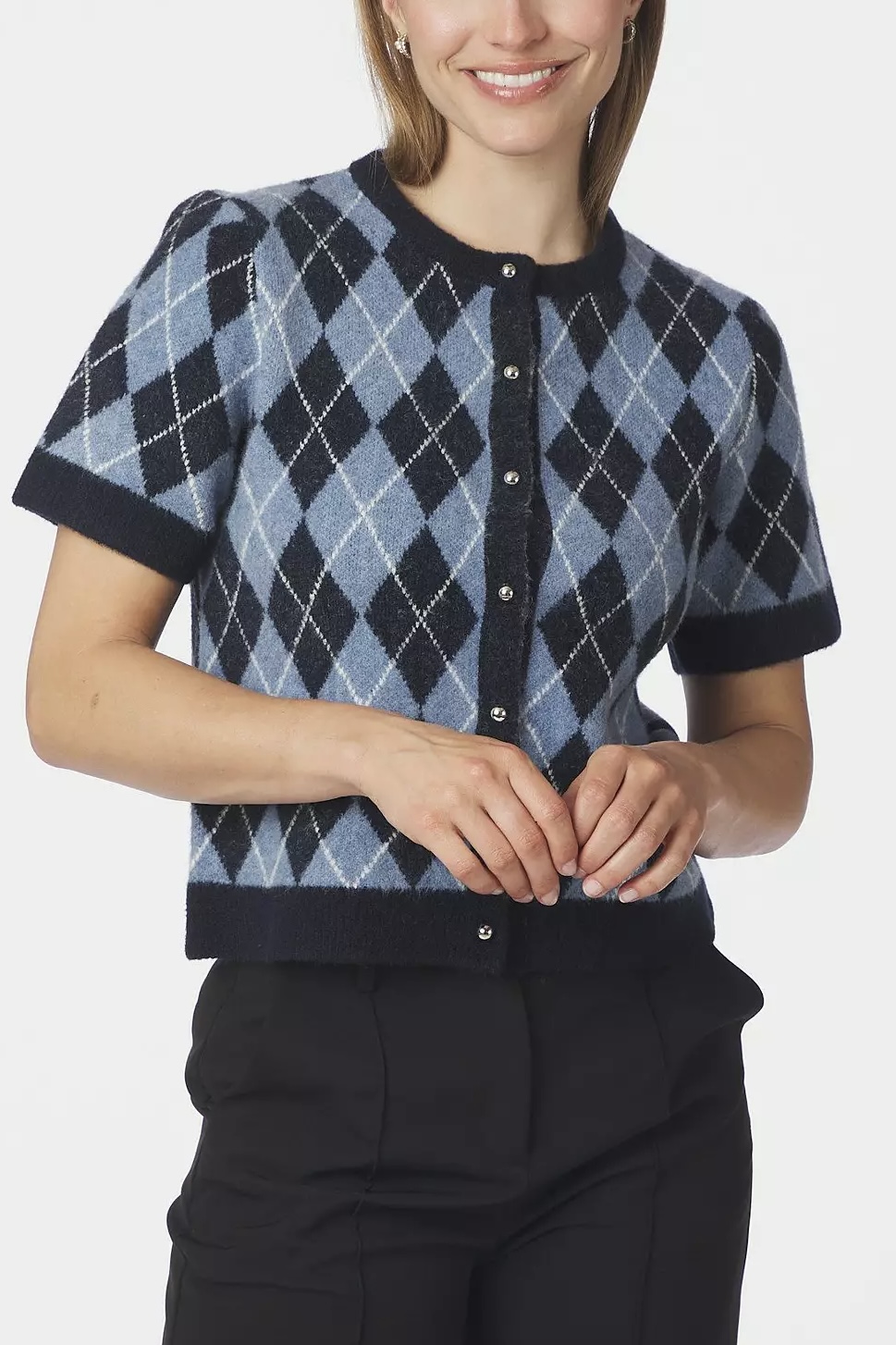 Neo Noir - Allestar Check Knit Cardigan Navy