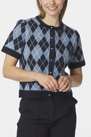 Neo Noir - Allestar Check Knit Cardigan Navy