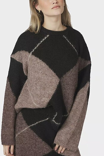 Neo Noir &nbsp;- Inga Check Fluff Knit Blouse Dark brown