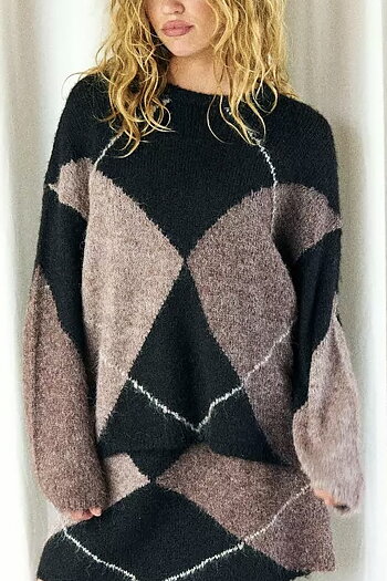 Neo Noir &nbsp;- Inga Check Fluff Knit Blouse Dark brown