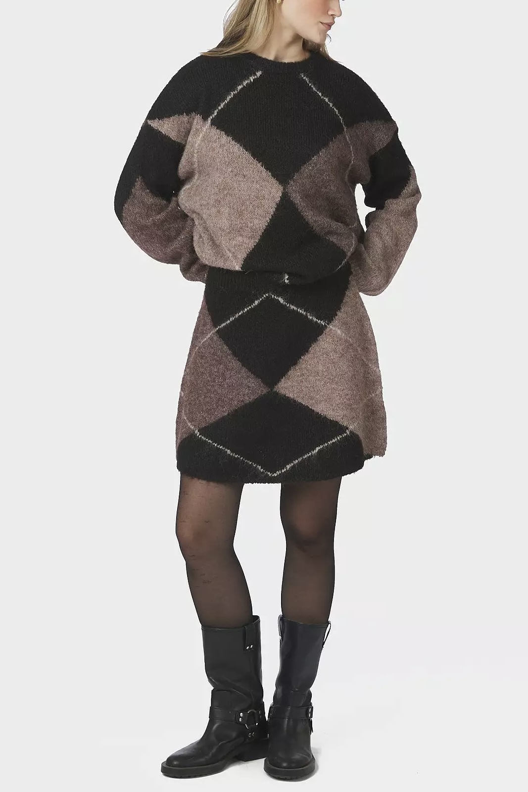 Neo Noir &nbsp;- Inga Check Fluff Knit Blouse Dark brown - 4