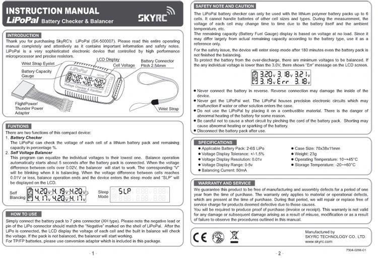 SkyRC Batteritestare & Equalizer LiPoPal SkyRC - 2