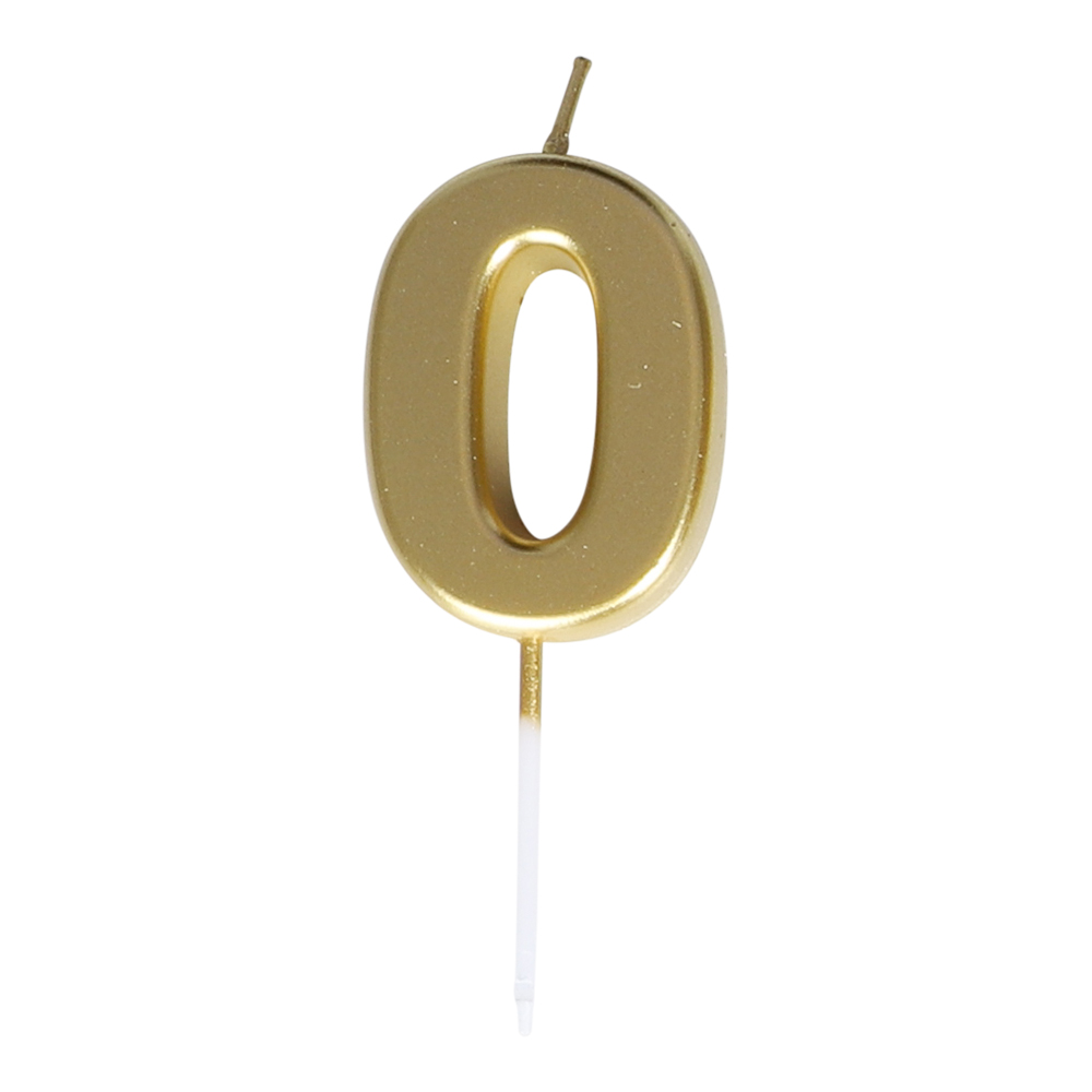 Cake Candle Number 0 Gold 8 cm