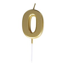 Cake Candle Number 0 Gold 8 cm