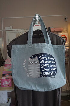 Light blue tote bag Sorry I was right