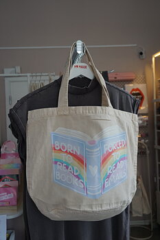 Beige tote bag  "forced to read emails"