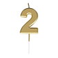 Cake Candle Number 2 Gold 8 cm
