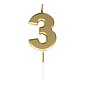 Cake Candle Number 3 Gold 8 cm