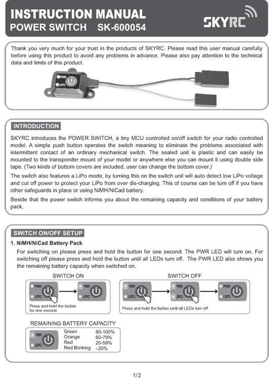 SkyRC Power Switch Elektronisk strömbrytare 10A - 5