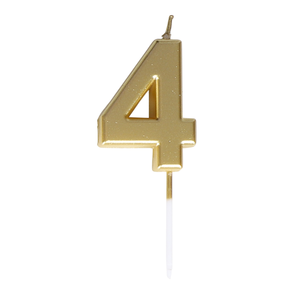 Cake Candle Number 4 Gold 8 cm