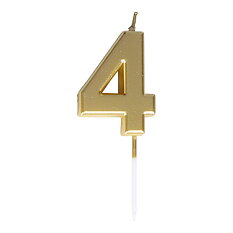 Cake Candle Number 4 Gold 8 cm