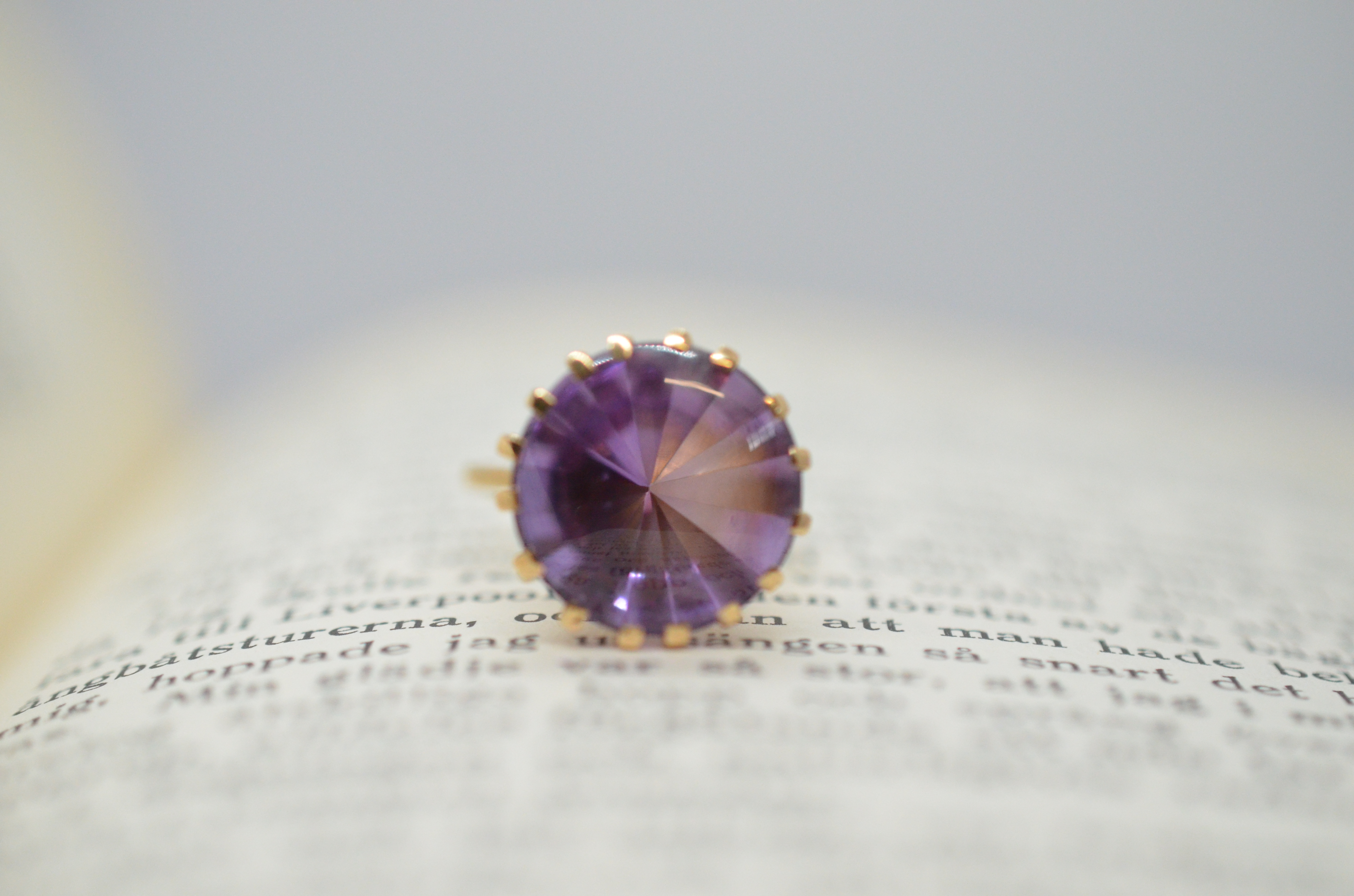 Vintage 18k guldring med ametist - 6