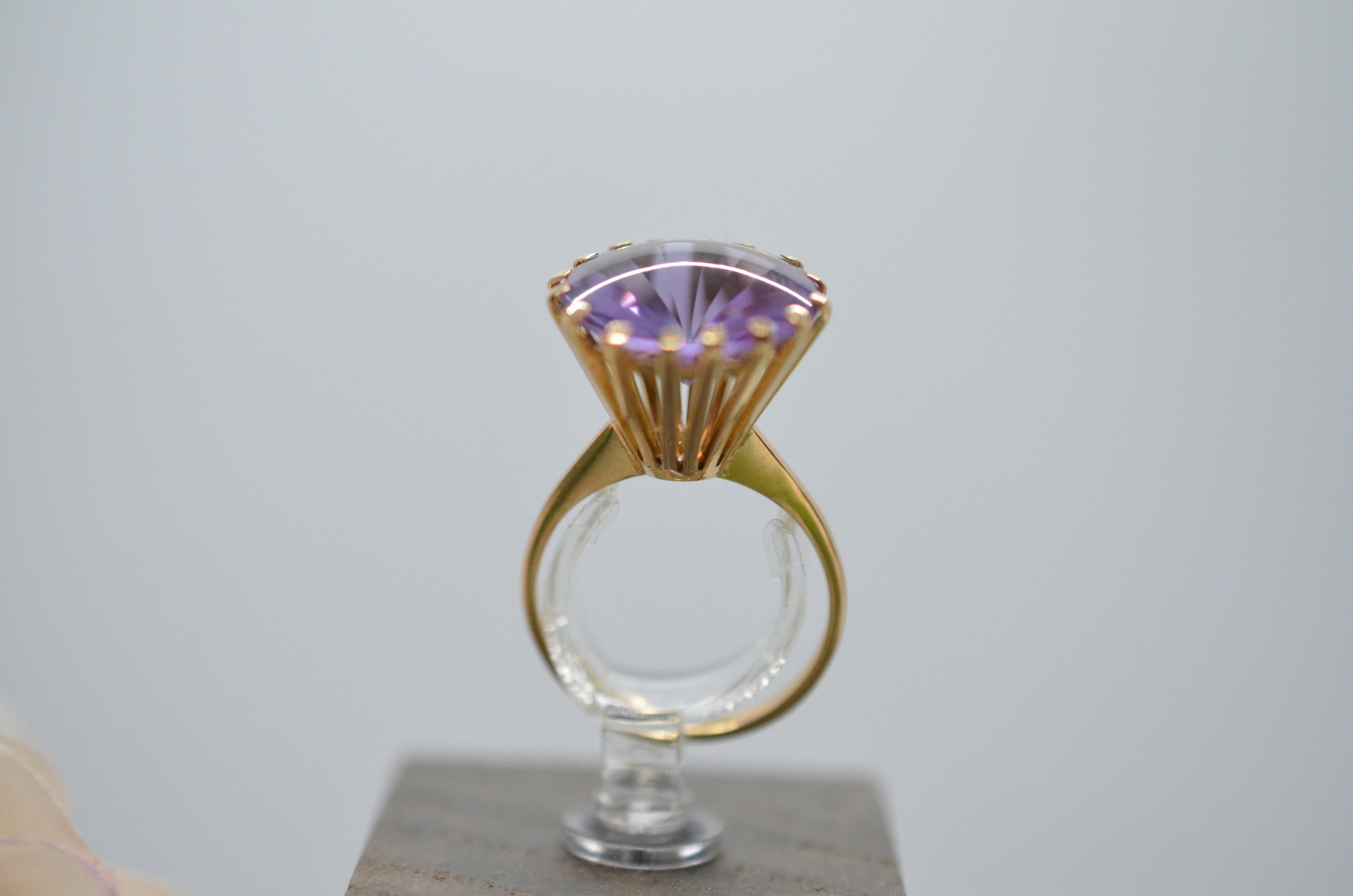 Vintage 18k guldring med ametist - 3