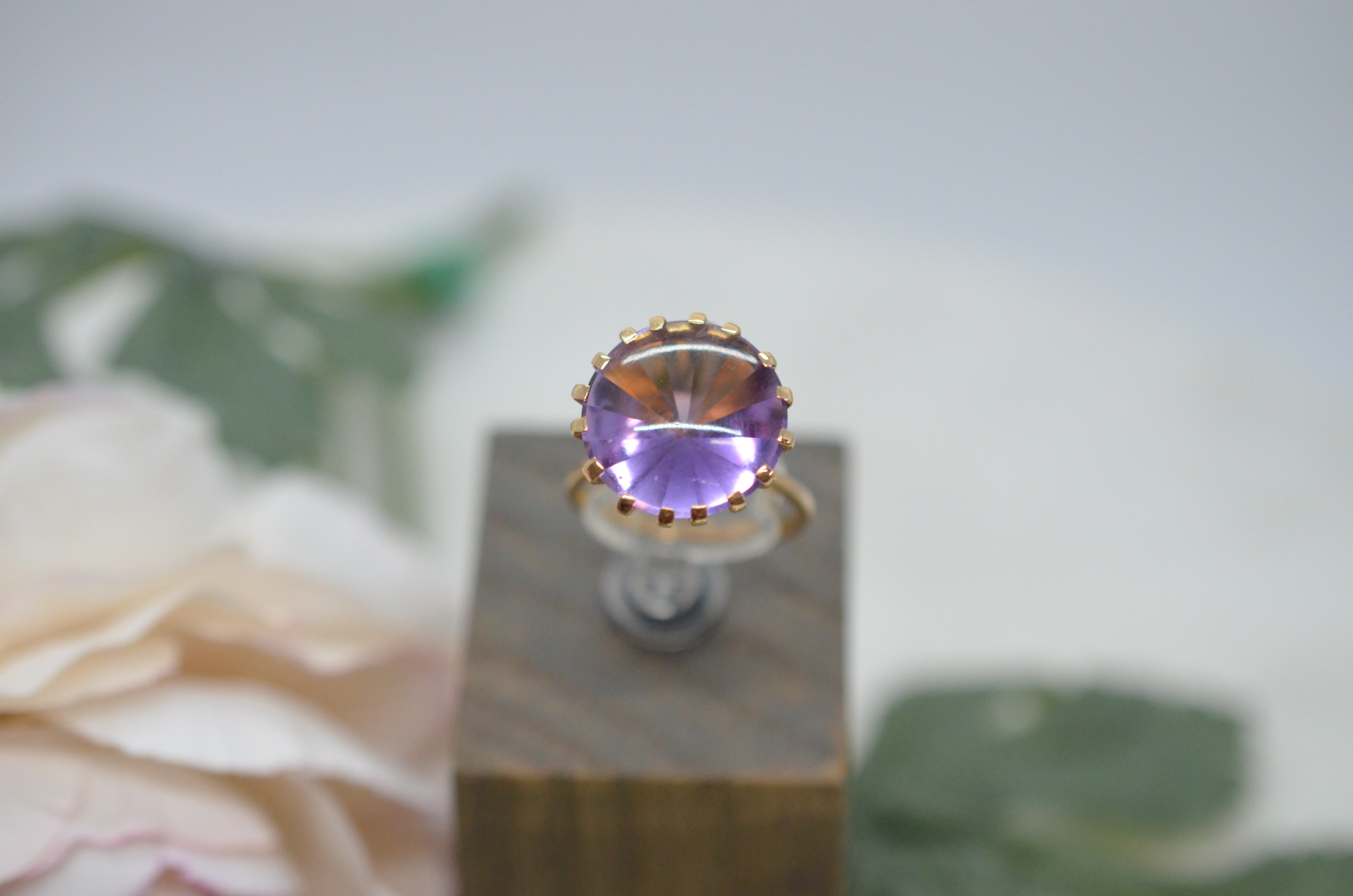 Vintage 18k guldring med ametist