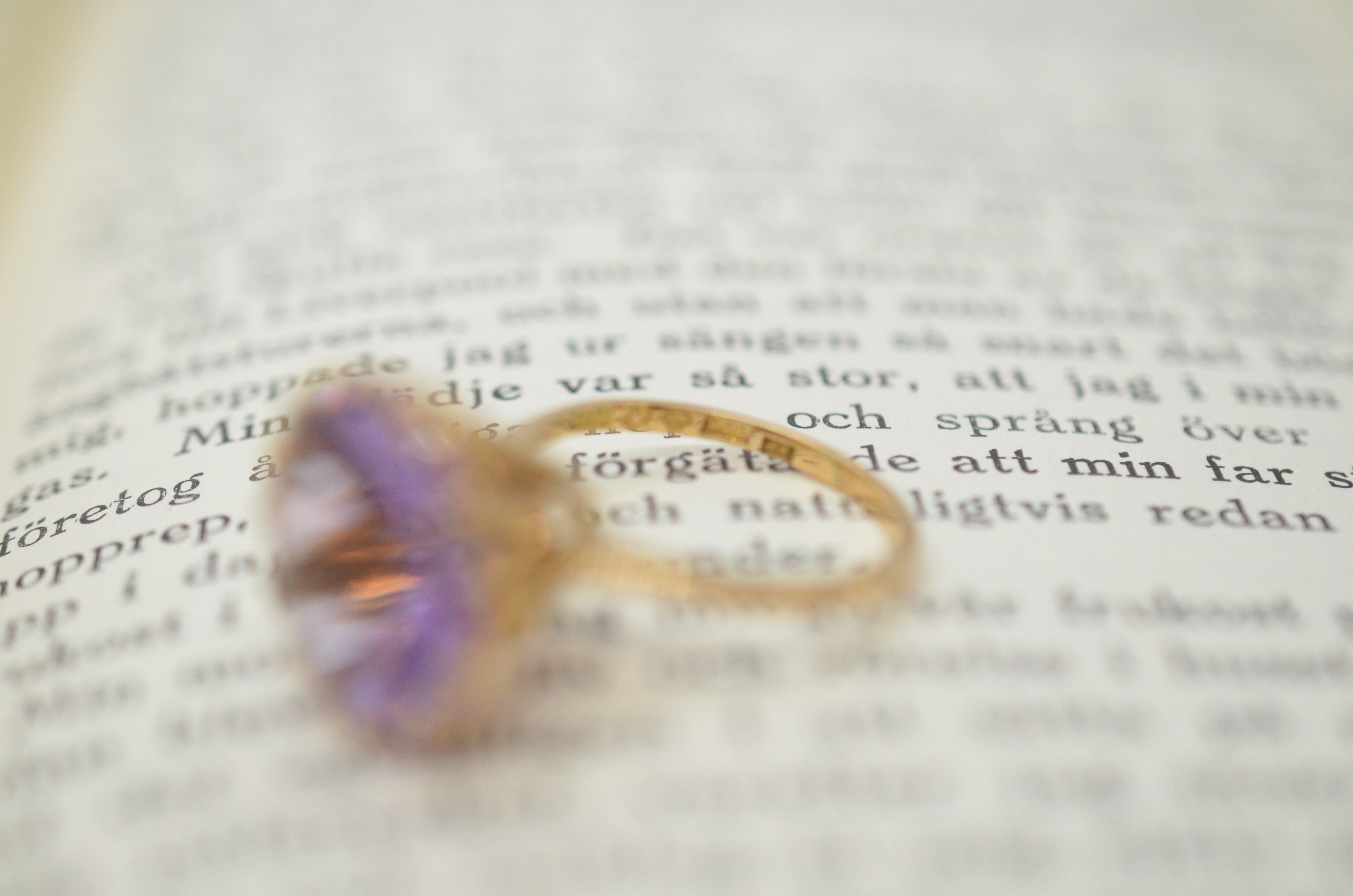 Vintage 18k guldring med ametist - 5