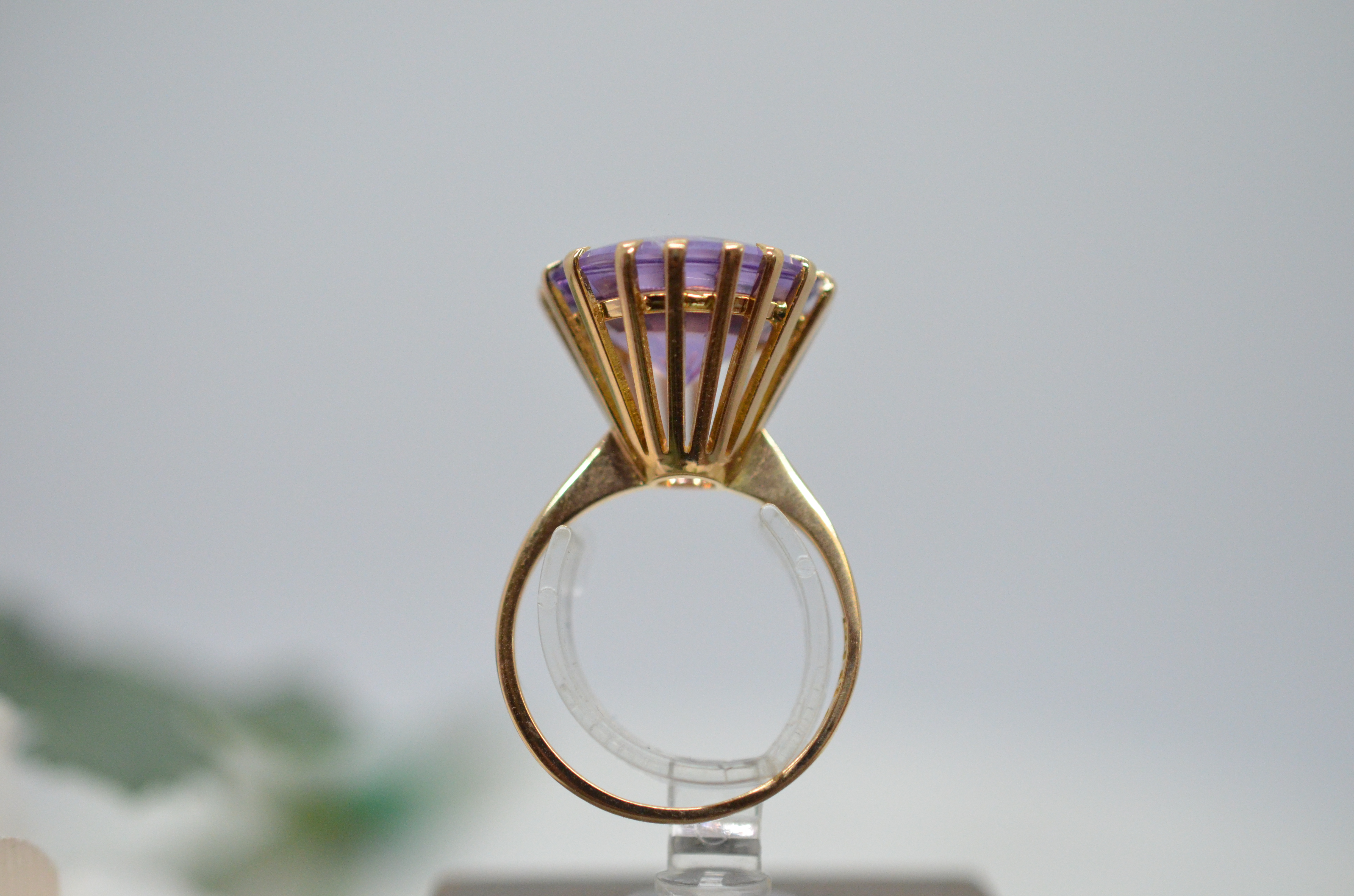 Vintage 18k guldring med ametist - 4