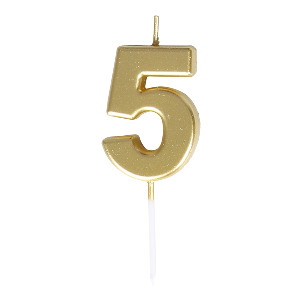 Cake Candle Number 5 Gold 8 cm