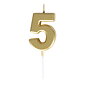 Cake Candle Number 5 Gold 8 cm