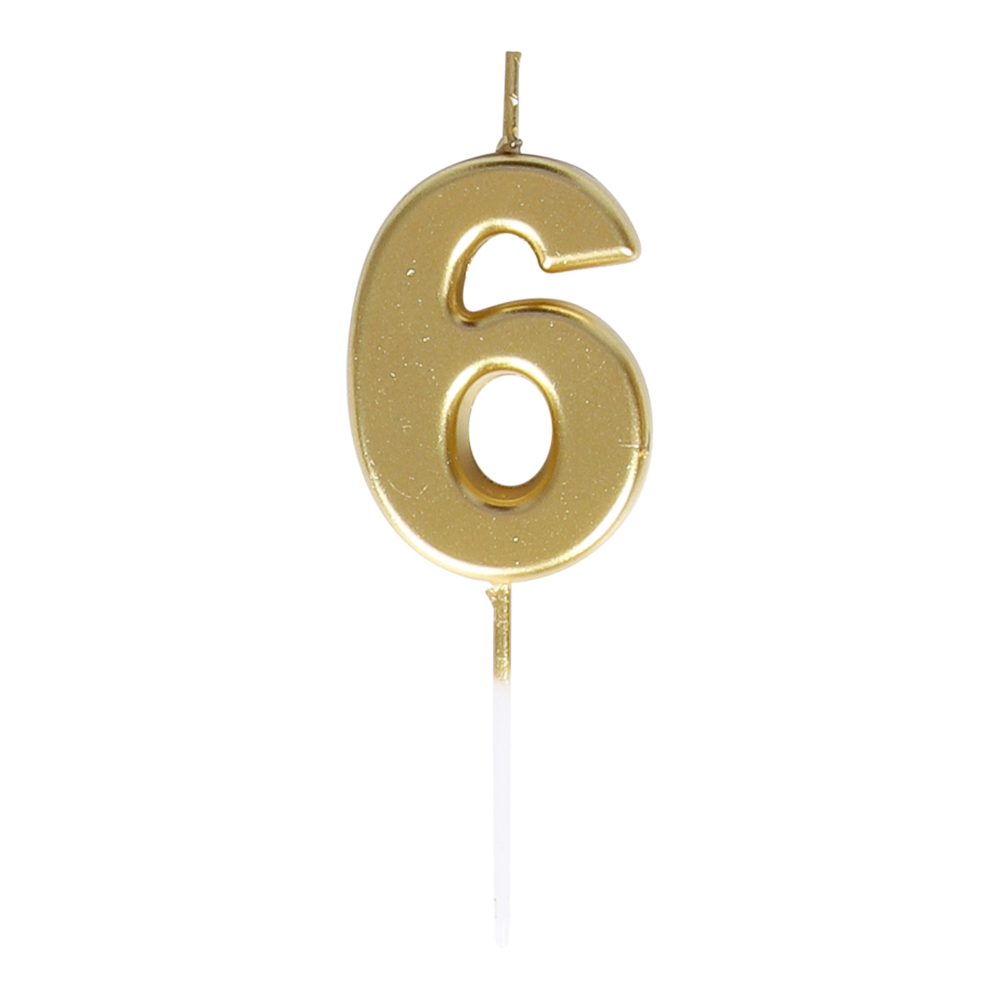 Cake Candle Number 6 Gold 8 cm