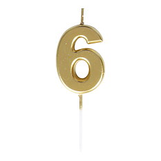 Cake Candle Number 6 Gold 8 cm