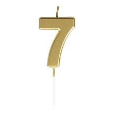 Cake Candle Number 7 Gold 8 cm