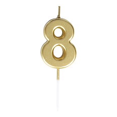 Cake Candle Number 8 Gold 8 cm