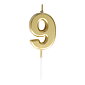 Cake Candle Number 9 Gold 8 cm