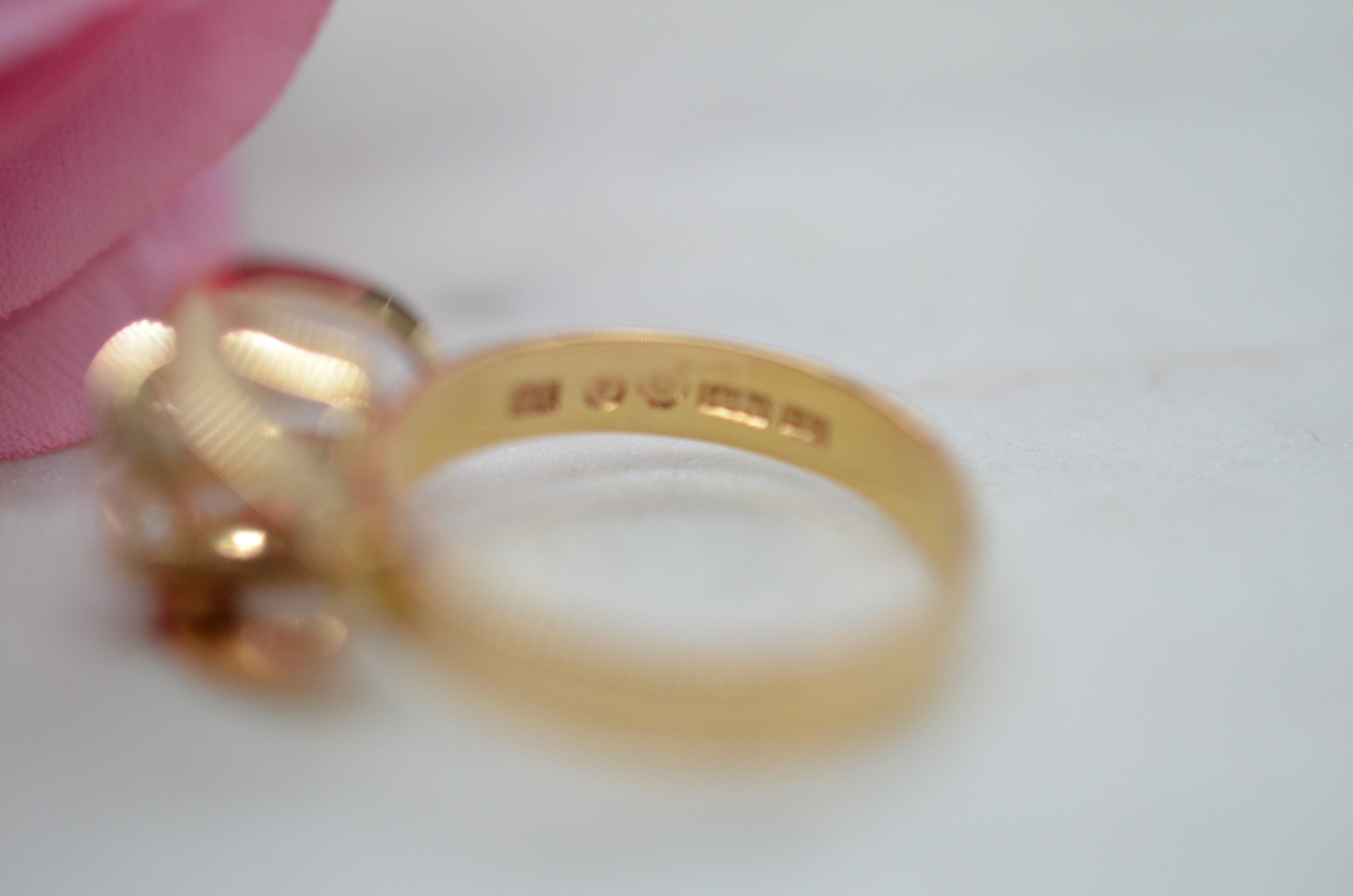 Vintage 18k guldring med bergkristall - 4