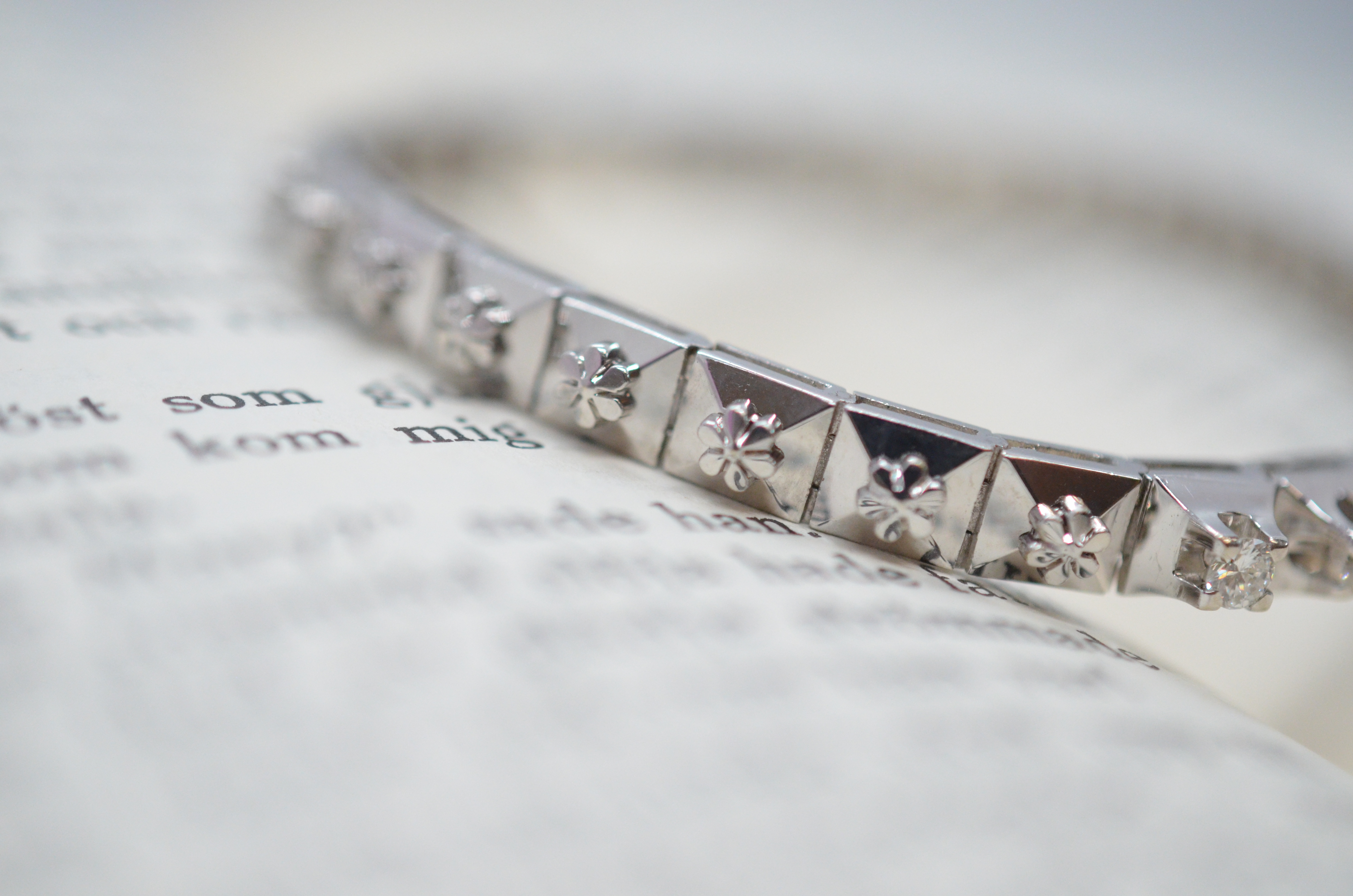 Vintage 18k diamantarmband i vitguld - 3