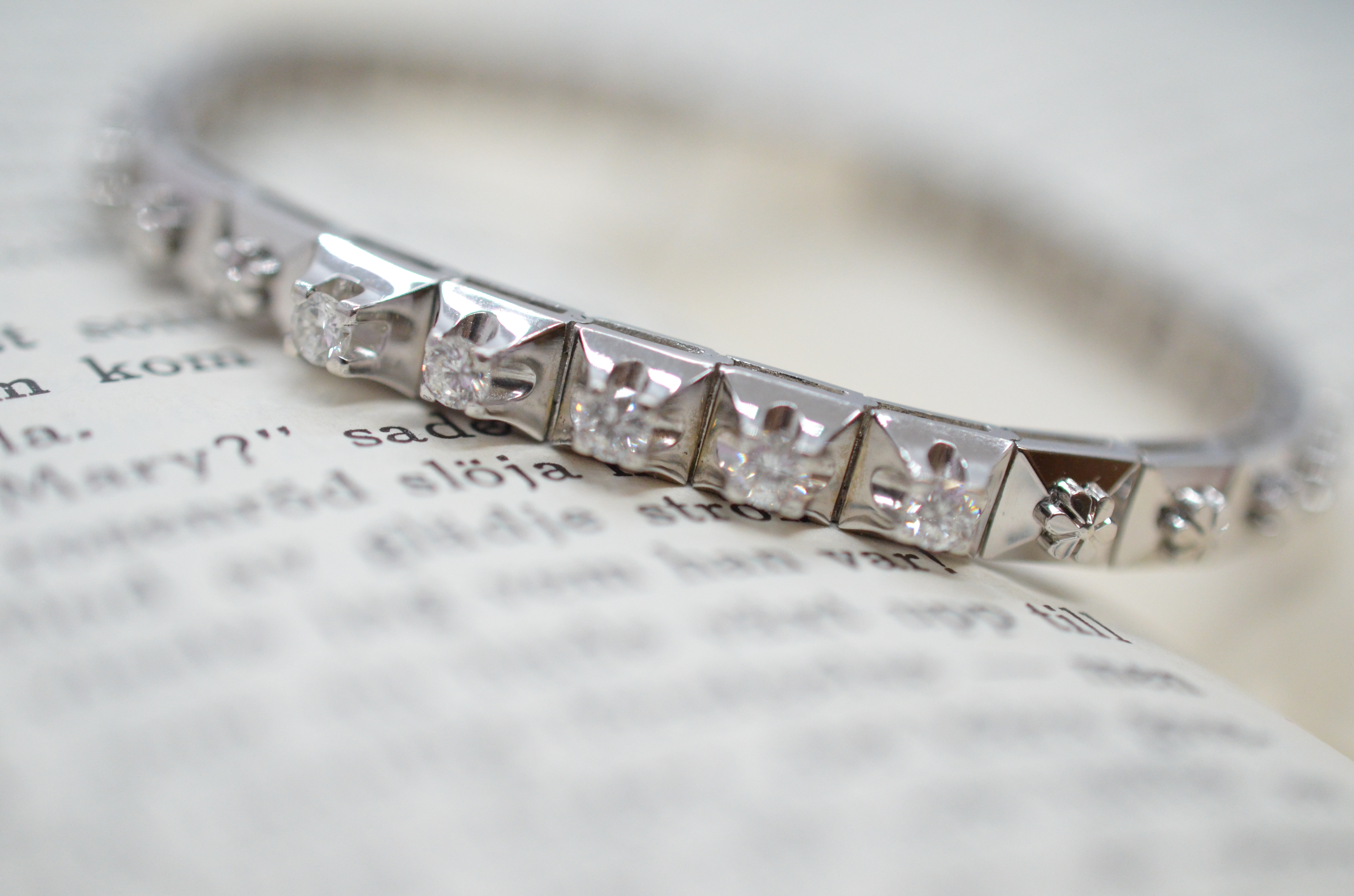 Vintage 18k diamantarmband i vitguld - 4