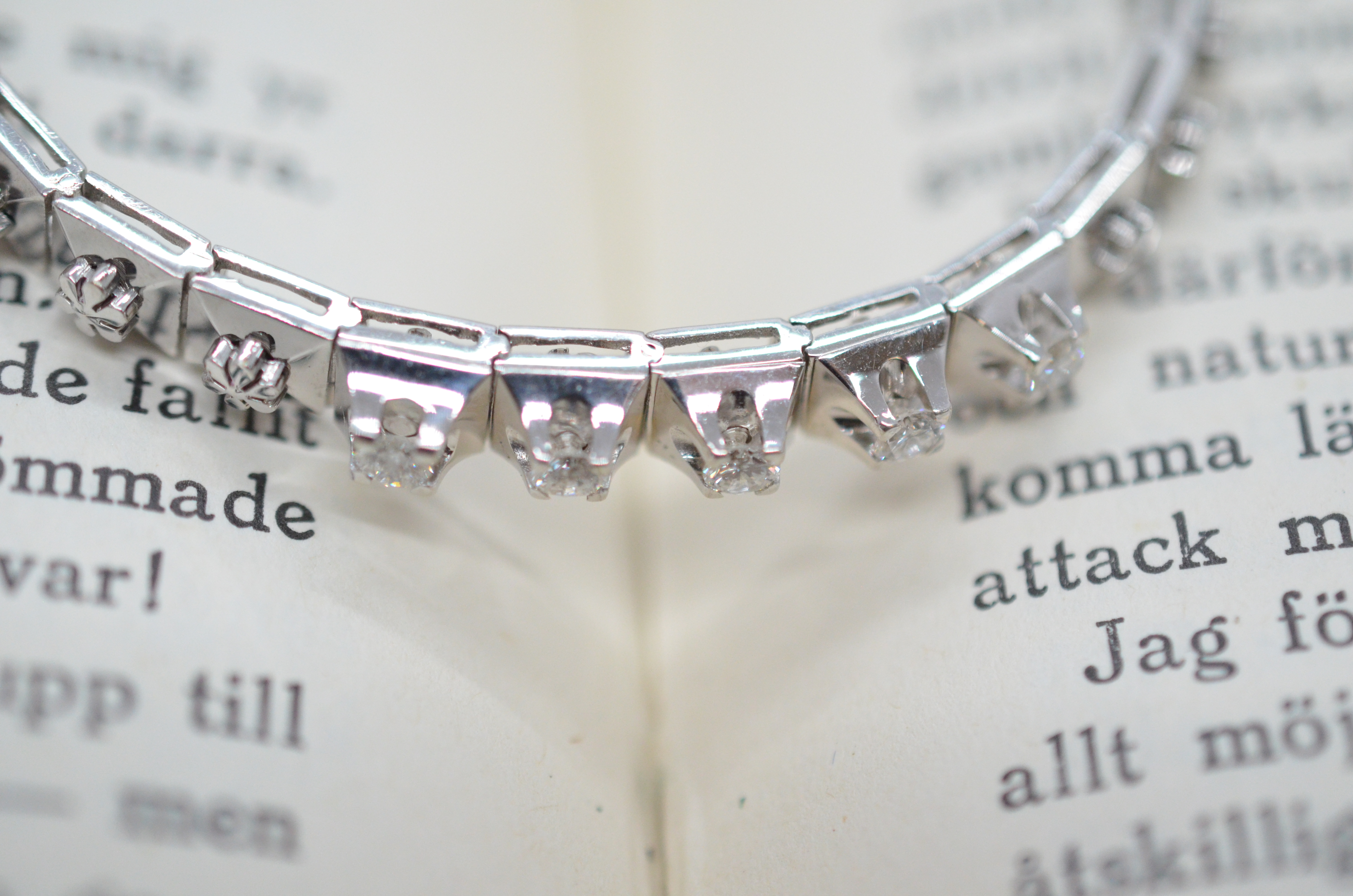 Vintage 18k diamantarmband i vitguld - 2
