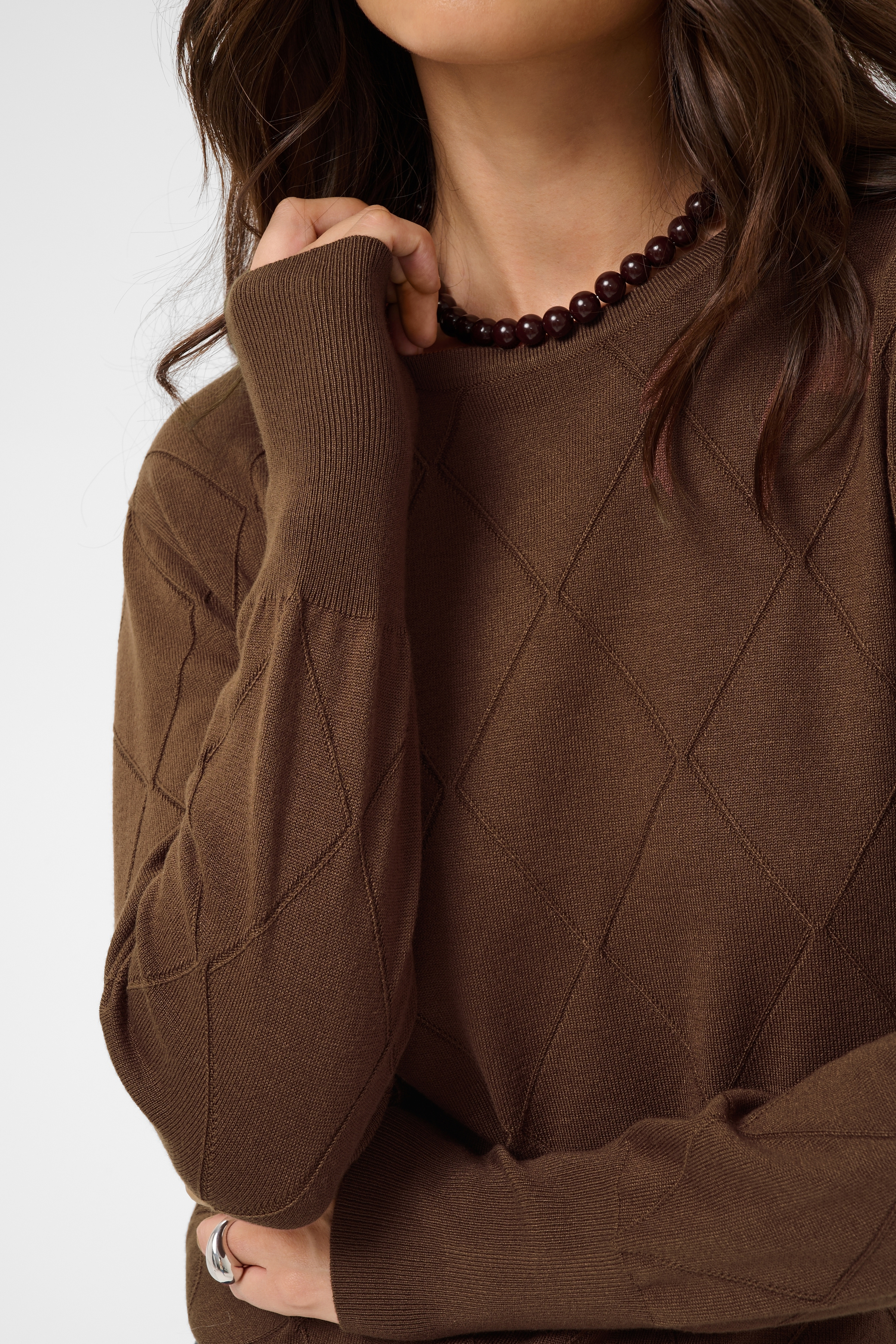 KAlizza Argyle Pullover  Carafe Brun Tunnstickad Tröja - 4