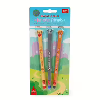 3-pack gelpenna med suddbart bläck, Fur-ever Friends