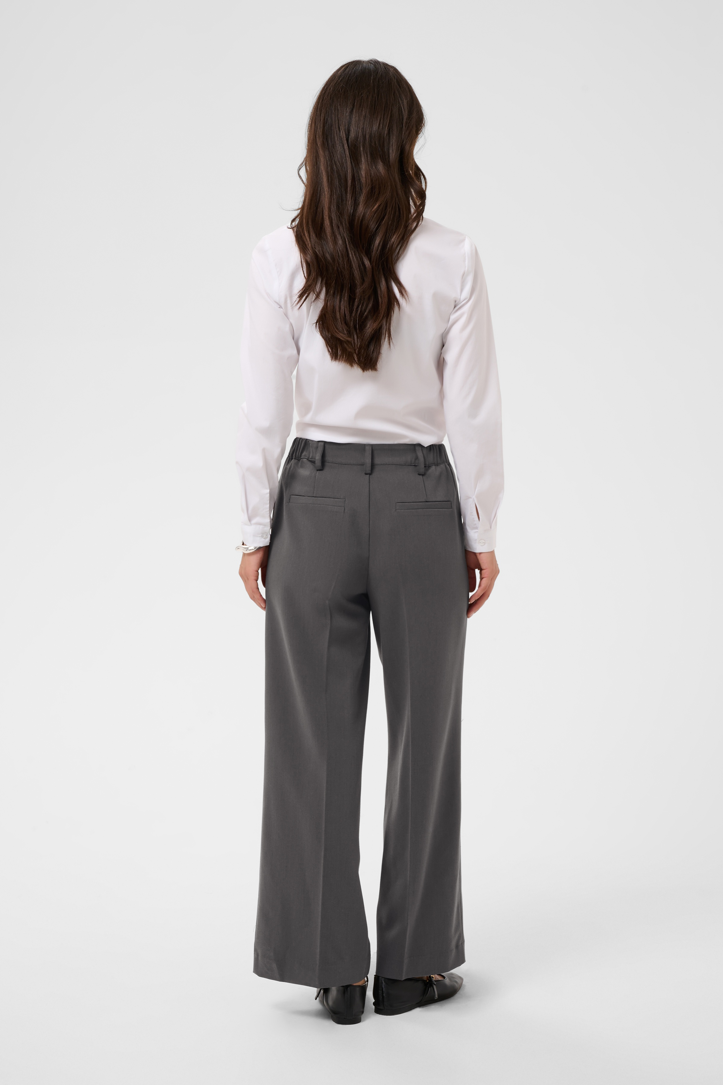 KAsakura Wide Pant Dark Grey Melange Mörkgrå Vid Byxa - 3