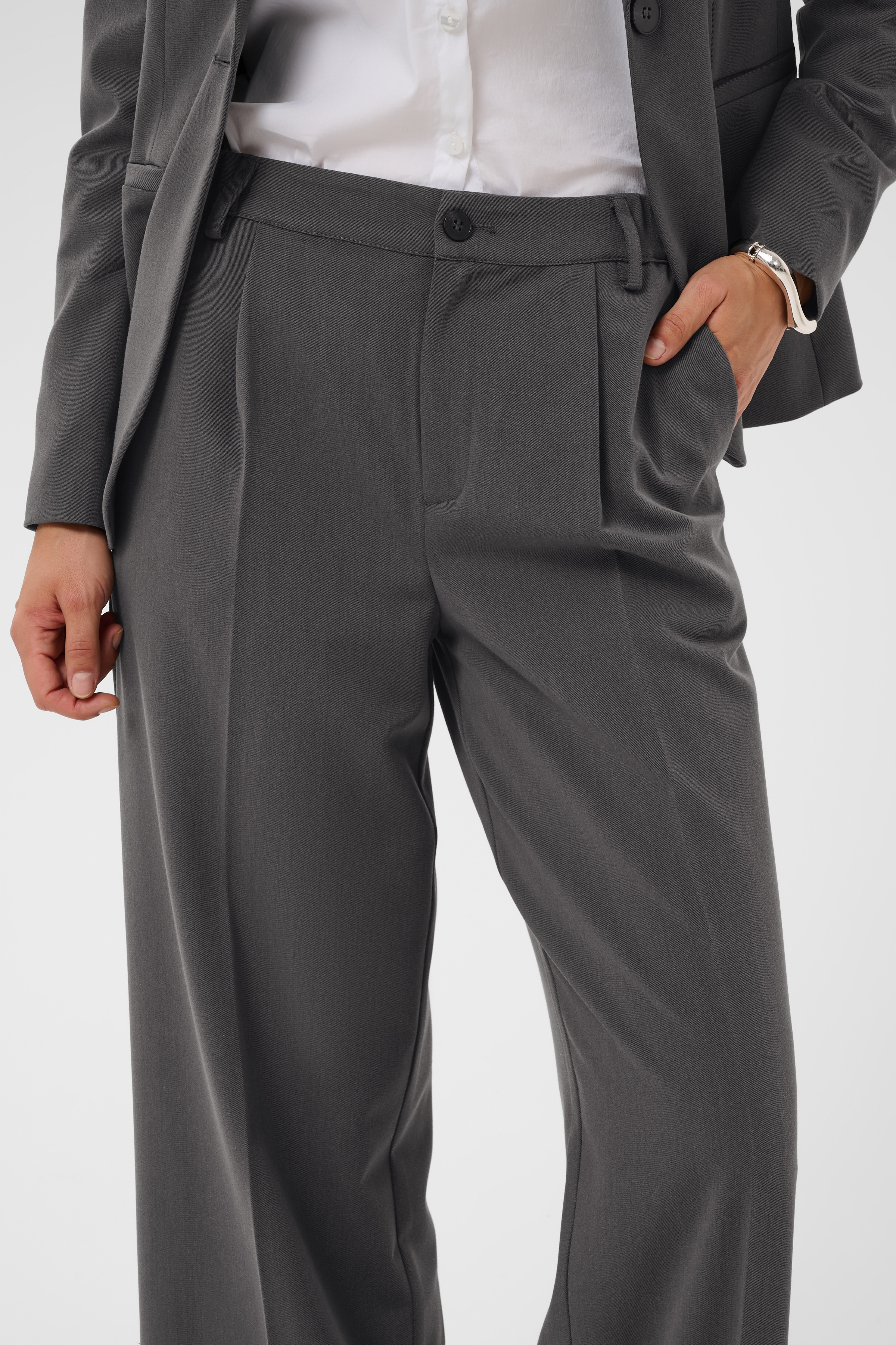 KAsakura Wide Pant Dark Grey Melange Mörkgrå Vid Byxa - 4