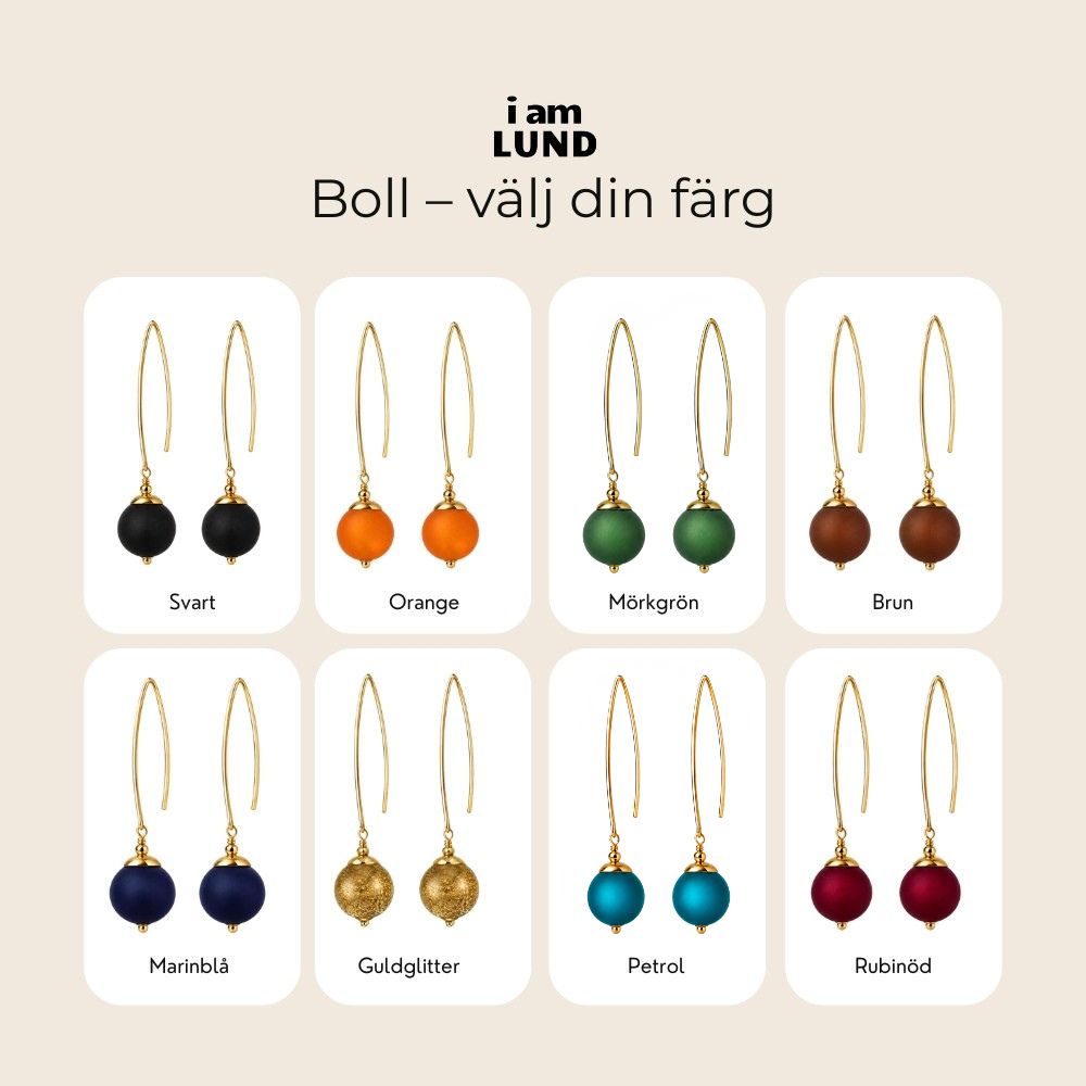IAMLUND Boll örhänge marinblå guld - 4