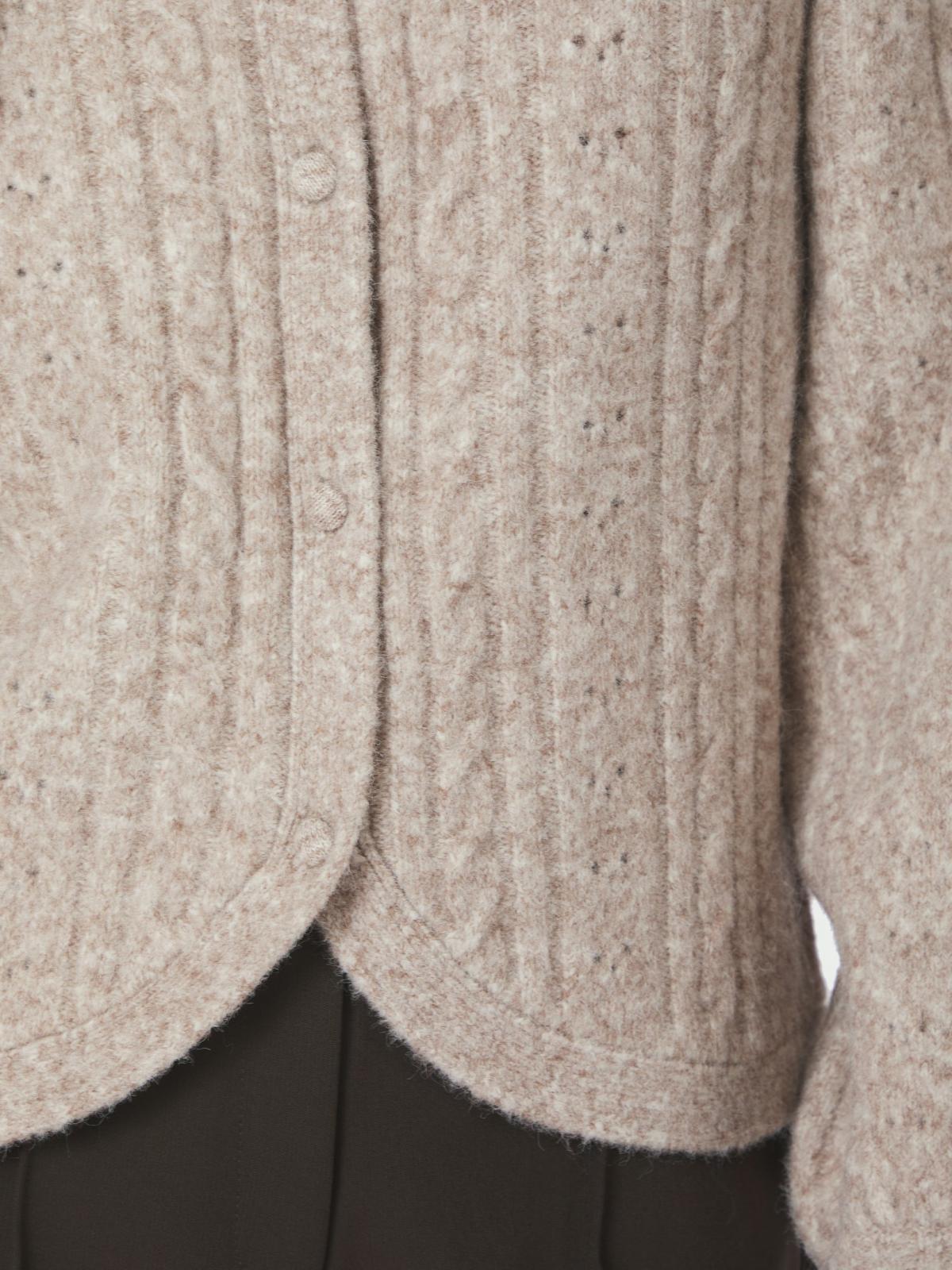 Neo Noir Koteas Cable Knit Cardigan,  Beige Melange - 6