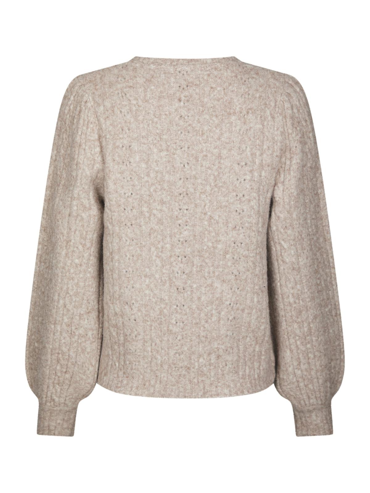 Neo Noir Koteas Cable Knit Cardigan,  Beige Melange - 2