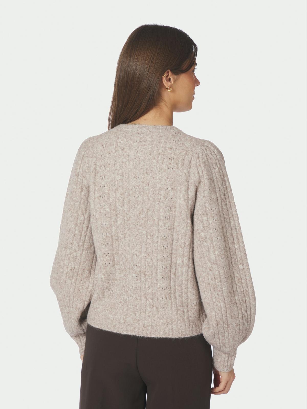 Neo Noir Koteas Cable Knit Cardigan,  Beige Melange - 4
