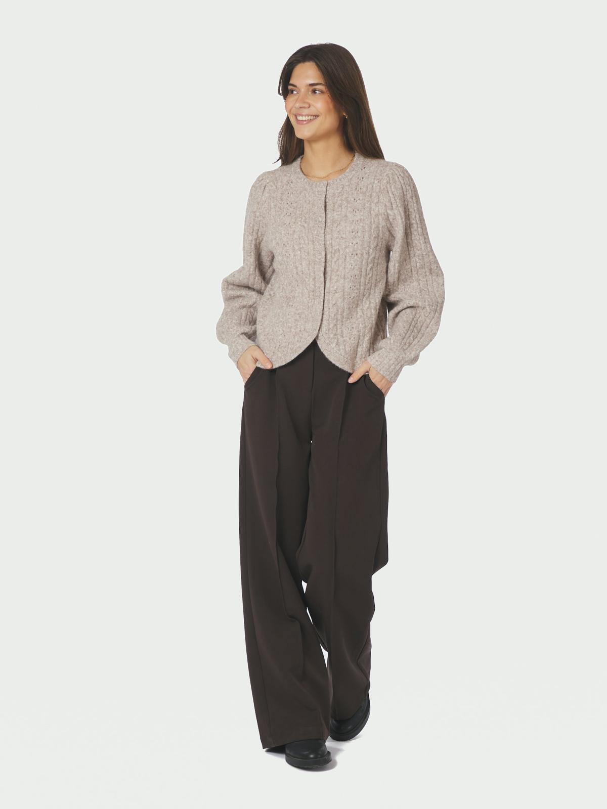 Neo Noir Koteas Cable Knit Cardigan,  Beige Melange - 5