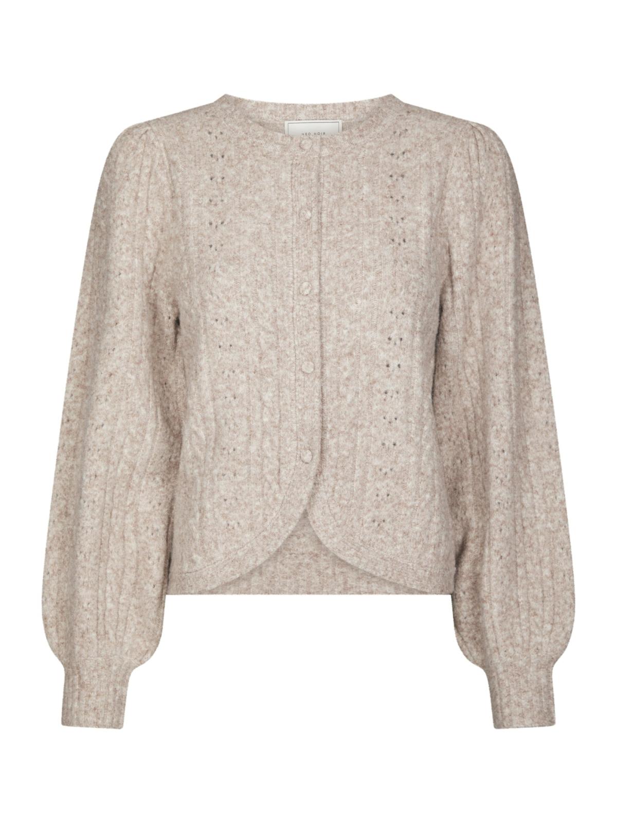 Neo Noir Koteas Cable Knit Cardigan,  Beige Melange