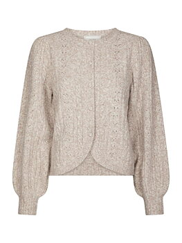 Neo Noir Koteas Cable Knit Cardigan,  Beige Melange