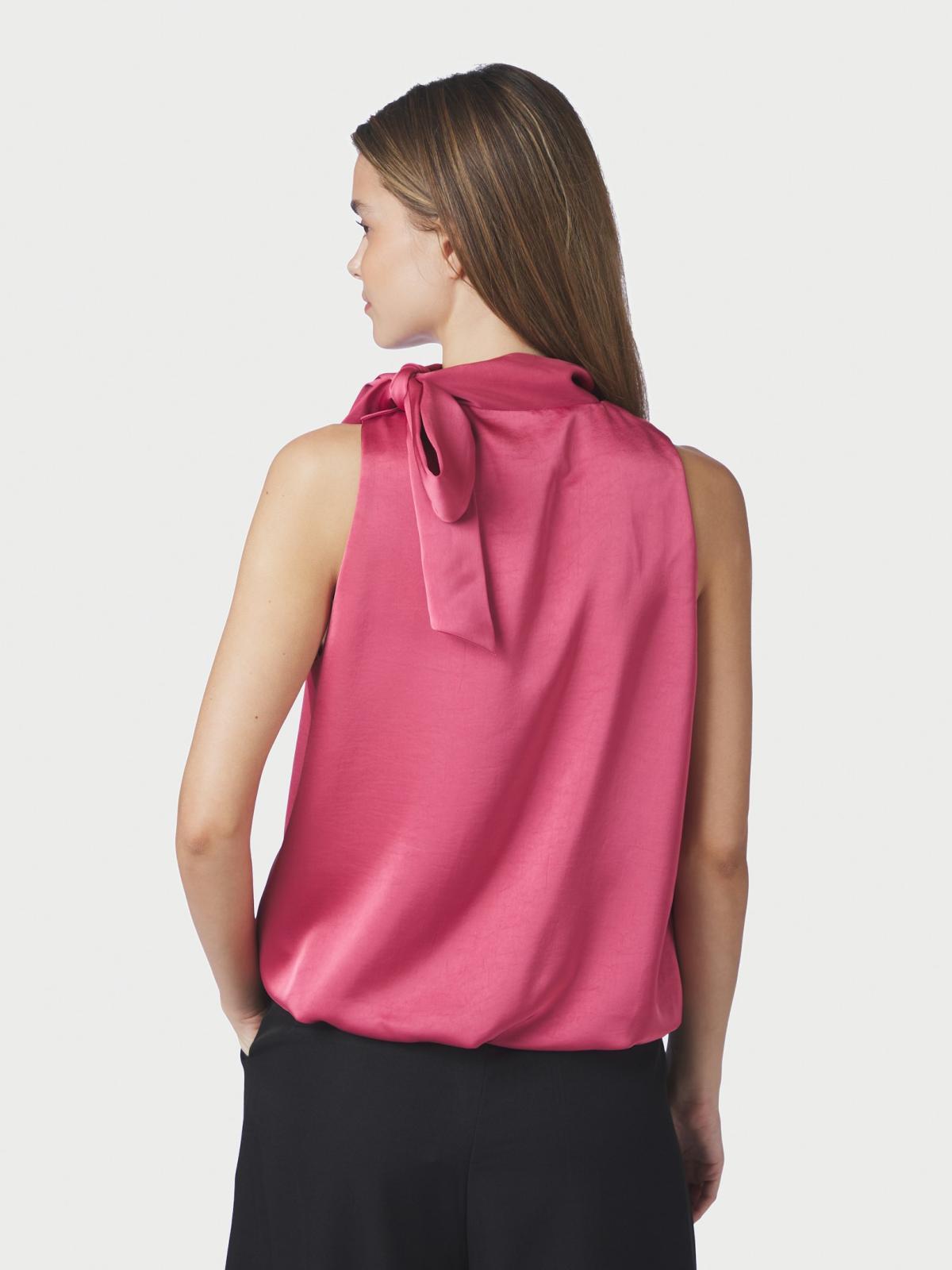 Neo Noir Veda Drapy Satin Top, Cherry Pink - 4
