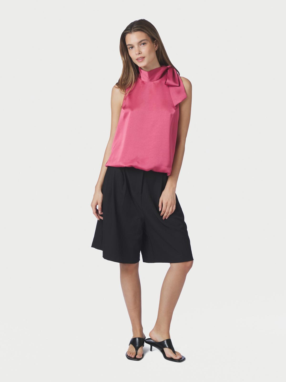 Neo Noir Veda Drapy Satin Top, Cherry Pink - 5