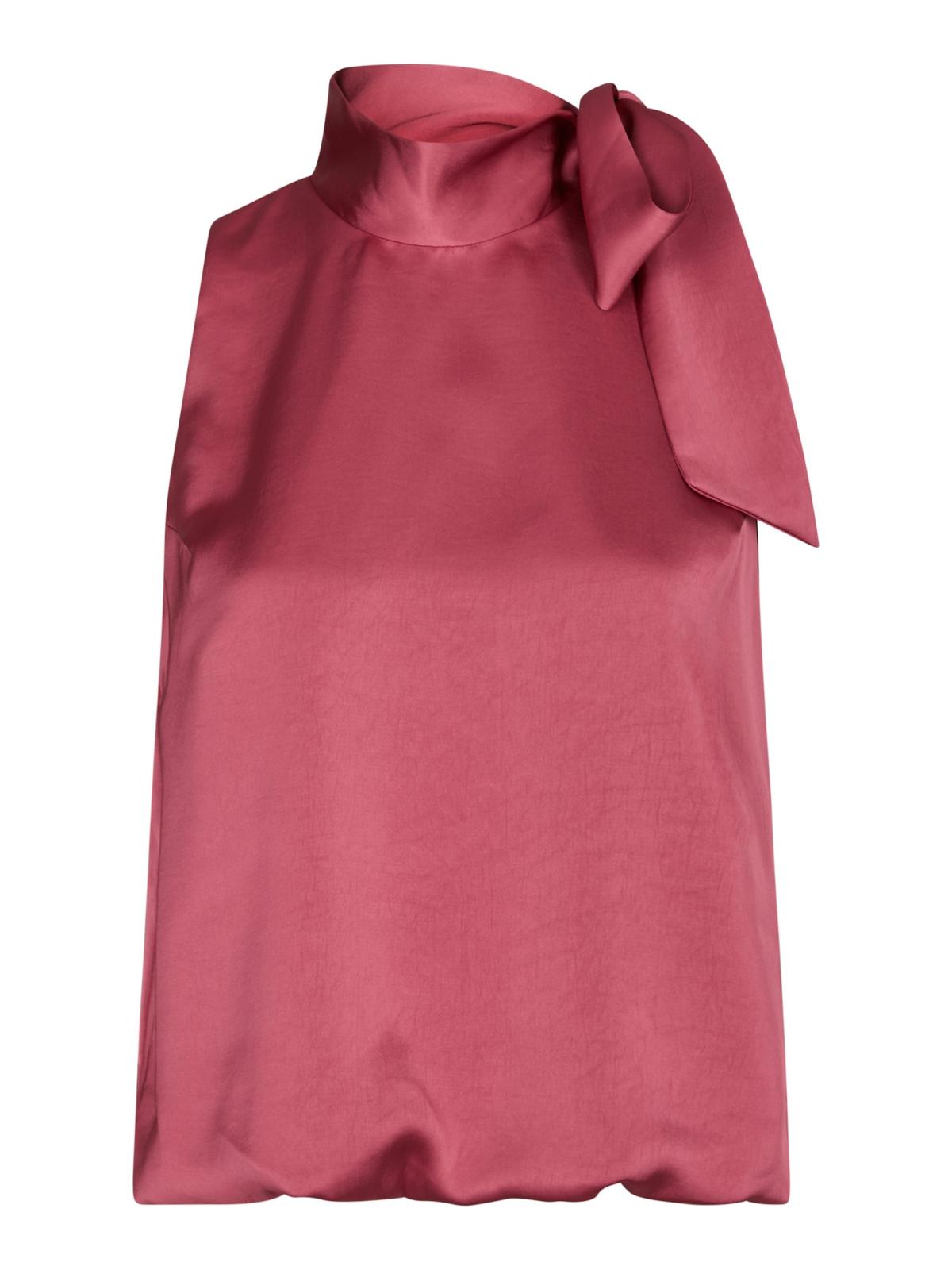 Neo Noir Veda Drapy Satin Top, Cherry Pink