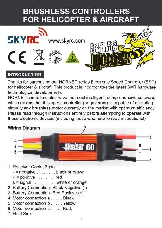 SkyRC Hornet 60A ESC Flyg & Heli Brushless* - 3