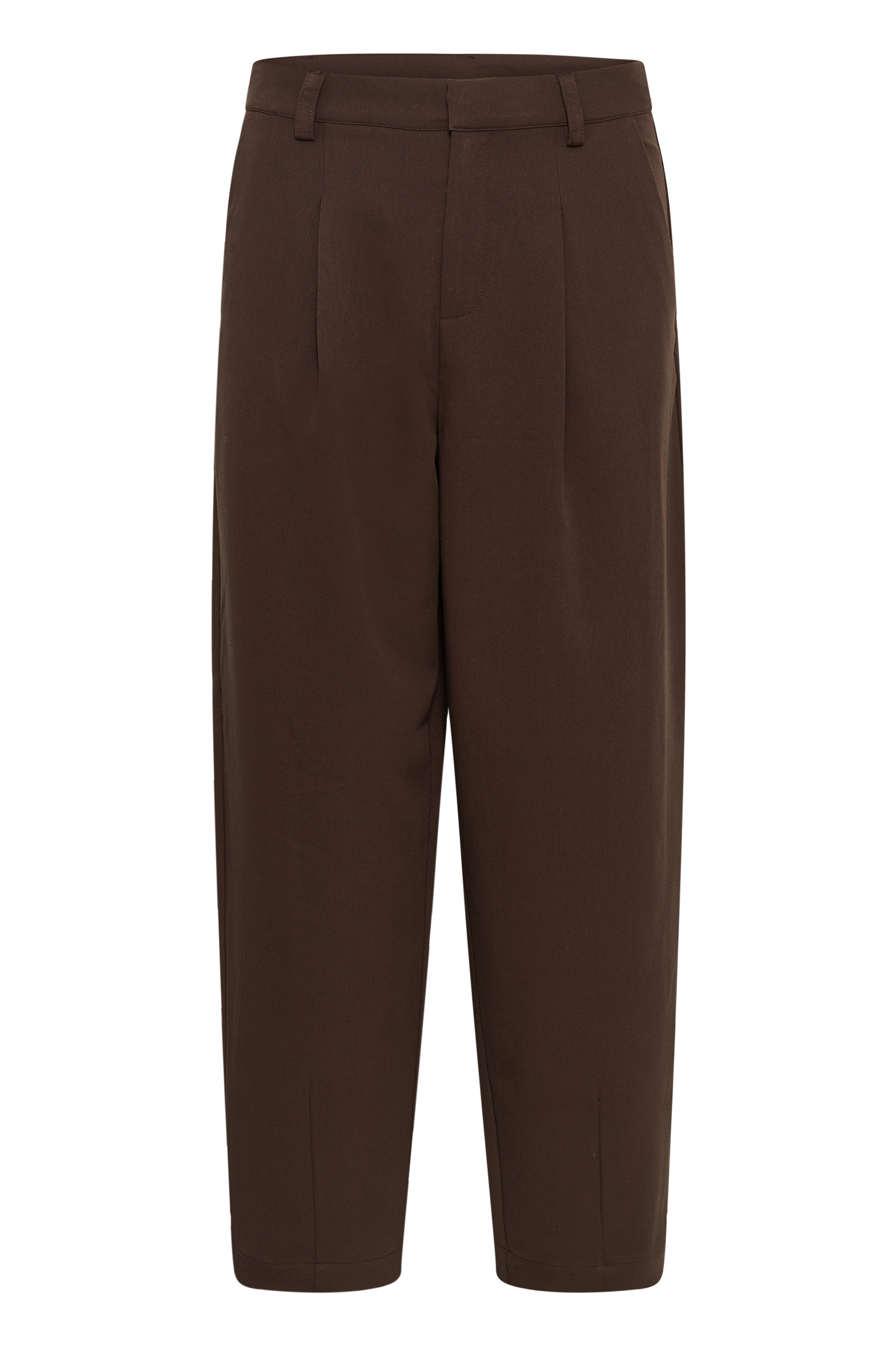KAsakura Cropped Pants Coffee Bean Brun kostymbyxa i barrelmodell